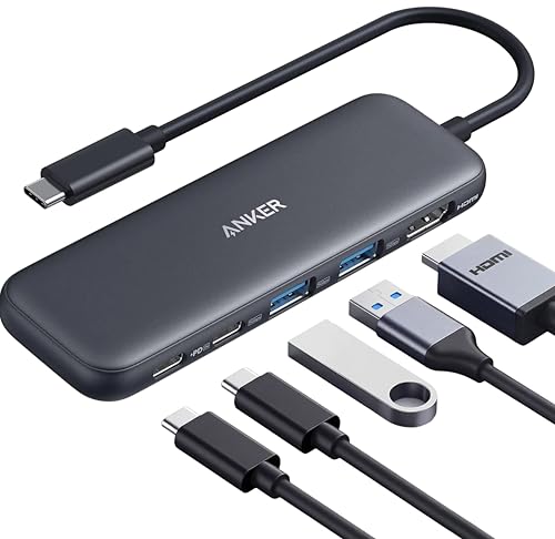 Anker 332 Hub USB-C [5 em 1, HDMI 4K, 2 Portas USB-A 5 Gbps], Compatível com MacBook Pro, MacBook Air, Dell XPS, Lenovo ThinkPad, HP e Mais